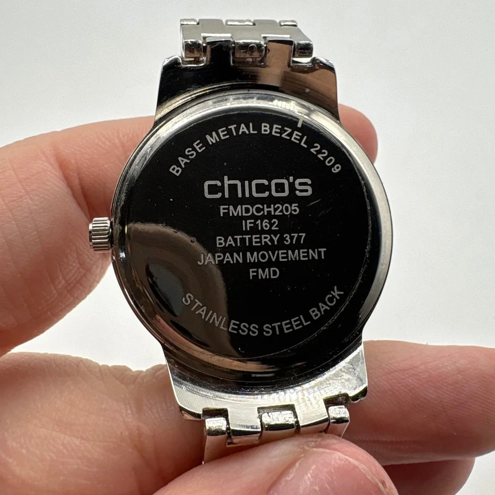 Chicos Silver Tone Crystal Ring Link Bracelet Watch FMDCH205‎ Japan Movt 377
